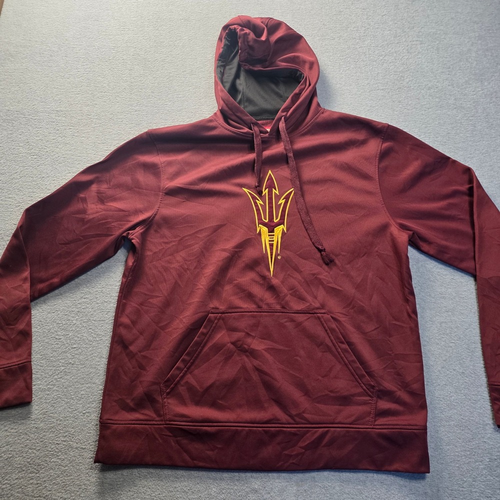 Cover One Arizona State Sun Devils Fleece Pullover Hoodie Mens L Maroon ASU